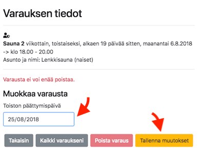 Toistuvan varauksen päättäminen